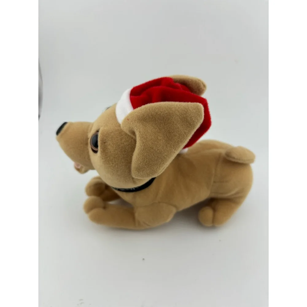 Small Taco Bell Chihuahua Plush Stuffed Animal One Size Beige Red Santa Hat